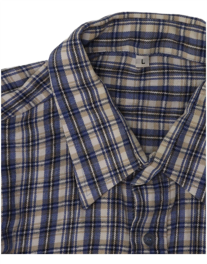 Camisa masculina de flanela VINTAGE grande xadrez azul