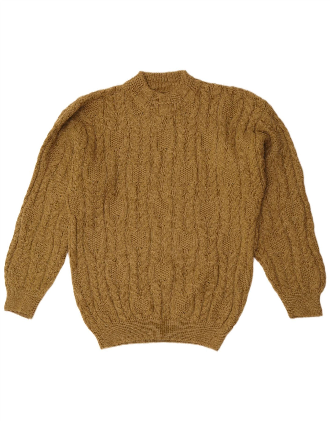 Suéter vintage masculino com gola tartaruga, pequeno cáqui de lã de alpaca