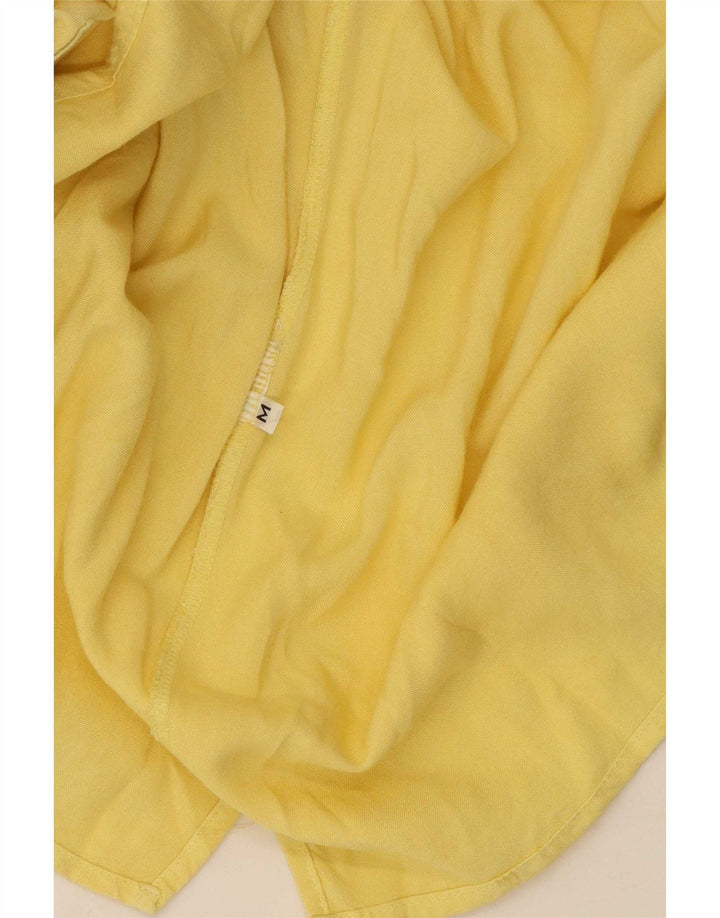 Camisa pulôver vintage masculina gráfica de manga curta em bloco colorido amarelo médio