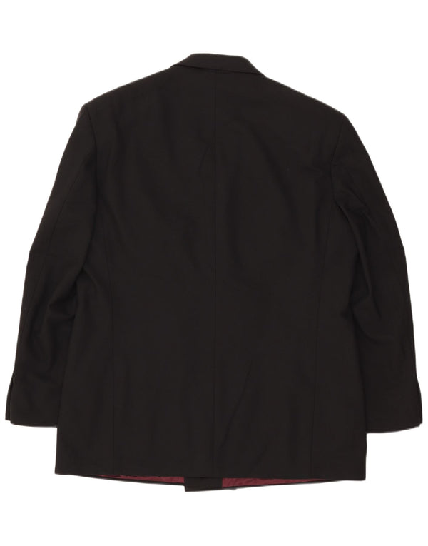 Marks & Spencer Mens Double Breasted Blazer Jacket UK 44 XL Black Polyester
