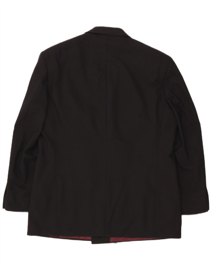 Jaqueta blazer masculina Marks & Spencer com peito duplo Reino Unido 44 XL preto poliéster
