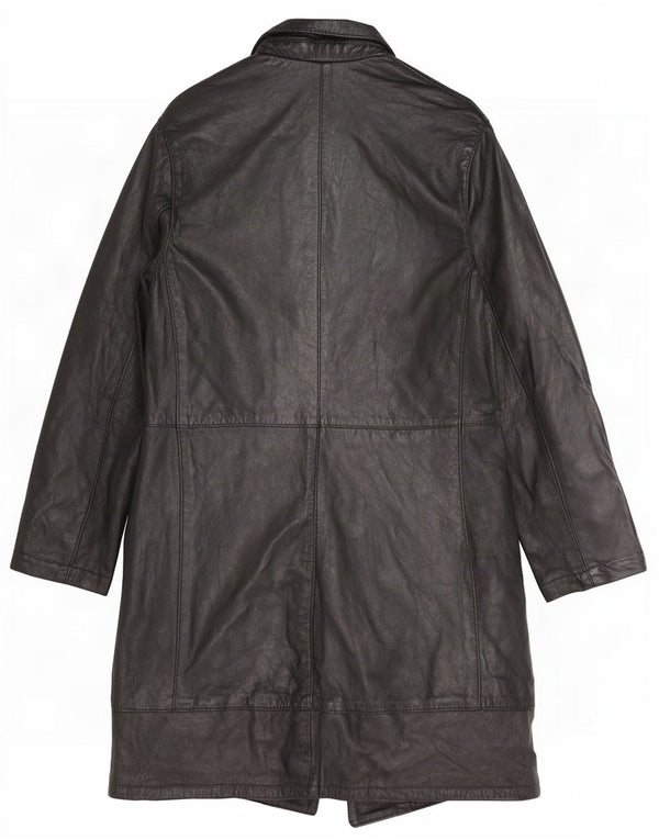 Casaco de couro feminino vintage UK 8 pequeno preto