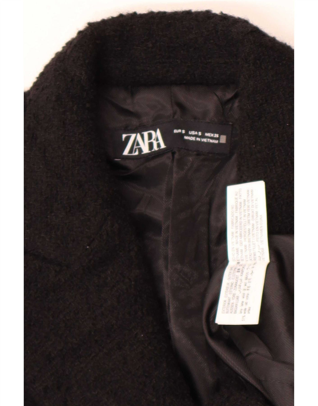 Jaqueta blazer feminina Zara Longline Double Breasted Reino Unido 10 pequena preta