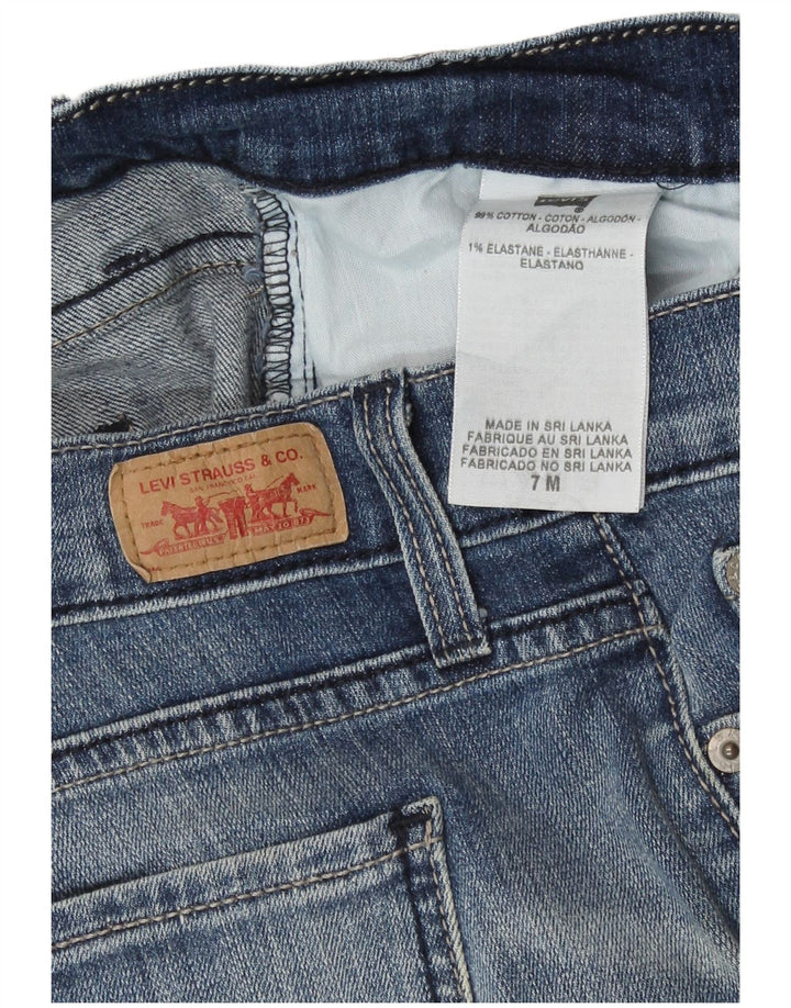 Calça jeans feminina Levi's 504 Super Low Straight US 7 Médio W29 L31 Azul Algodão