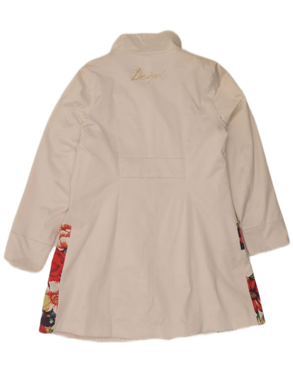 Sobretudo gráfico feminino Desigual EU 48 2XL algodão floral branco