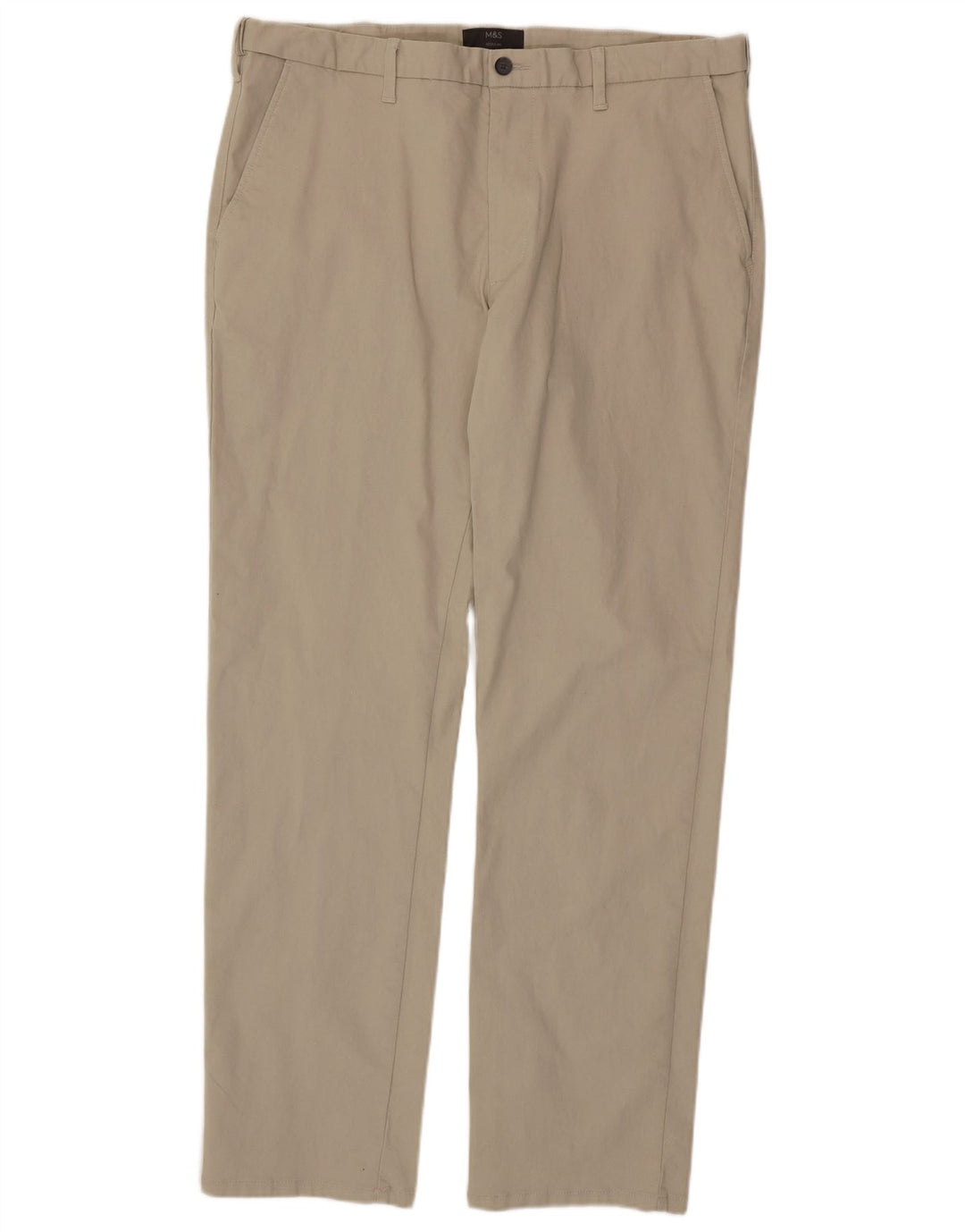 Calça chino reta masculina MARKS & SPENCER W38 L33 algodão bege