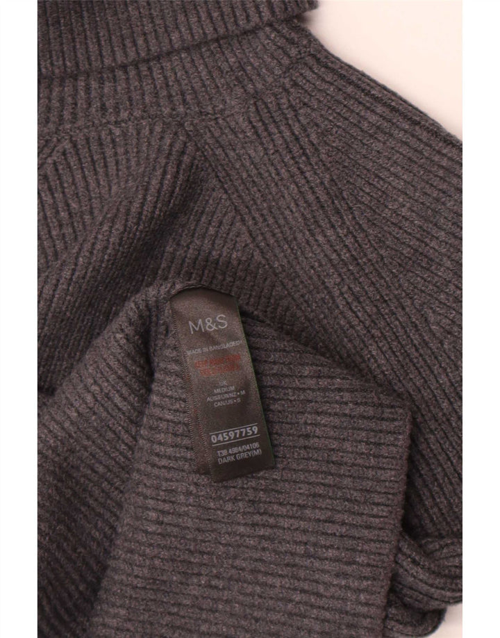 Suéter feminino Marks & Spencer com gola redonda e gola redonda Reino Unido 12 cinza médio