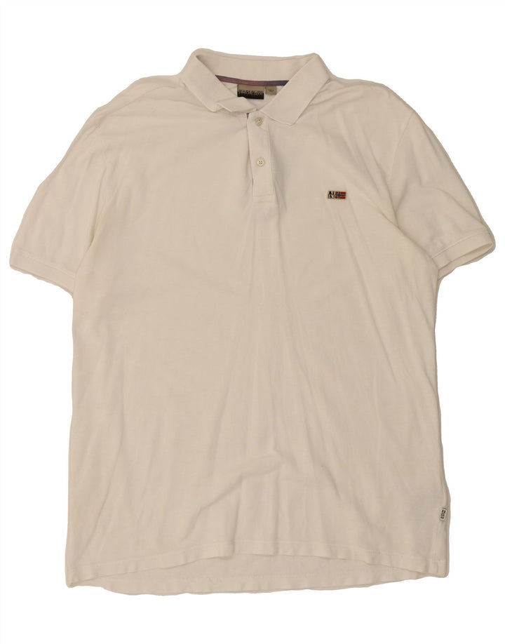 NAPAPIJRI Mens Polo Shirt XL White Cotton Vintage Napapijri and Second-Hand Napapijri from Messina Hembry 