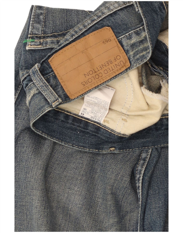 Benetton Jeans feminino bootcut desgastado IT 44 médio W30 L33 azul algodão