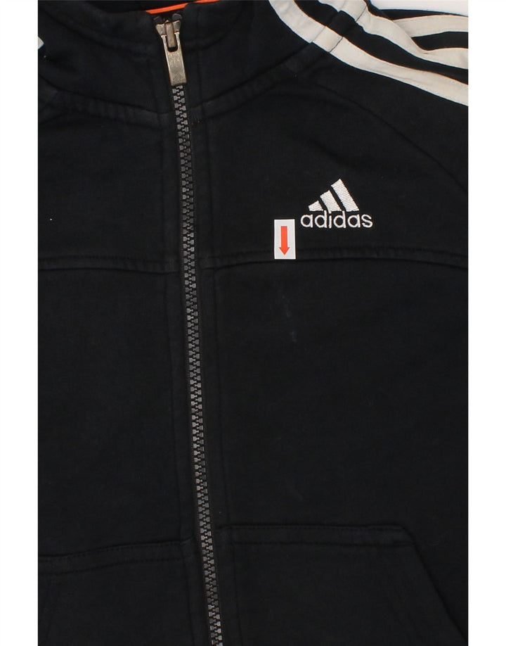 ADIDAS Boys Zip Hoodie Sweater 7-8 Years Black Cotton Vintage Adidas and Second-Hand Adidas from Messina Hembry 