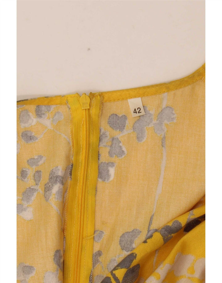 Vestido maxi feminino vintage IT 44 floral amarelo médio