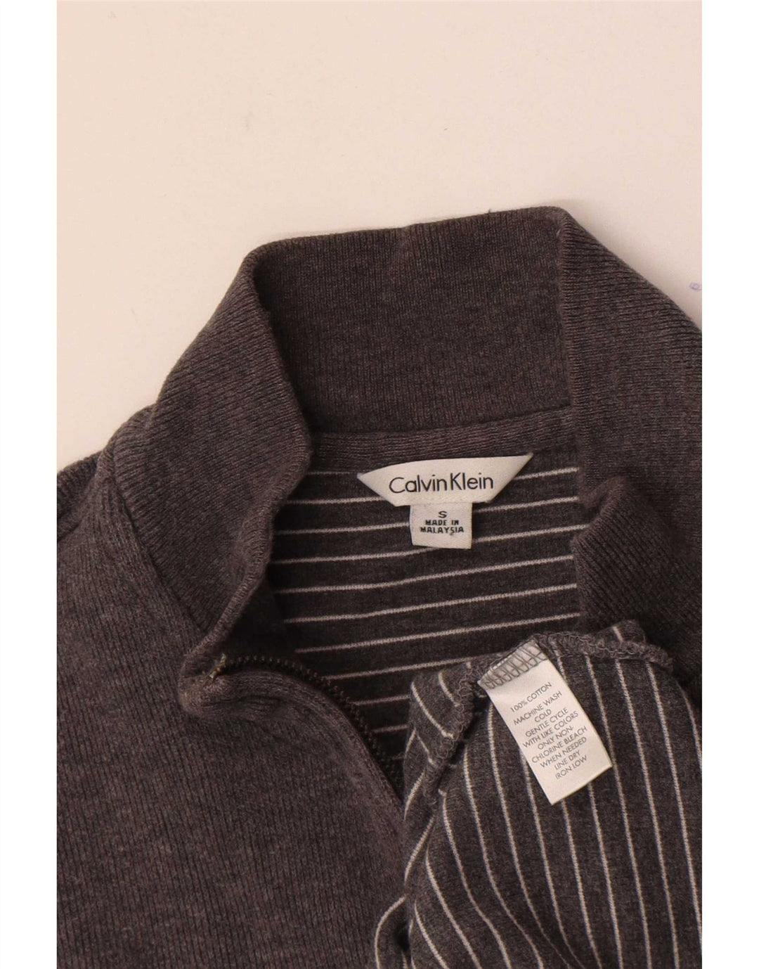 Moletom masculino Calvin Klein com zíper e gola em algodão cinza pequeno