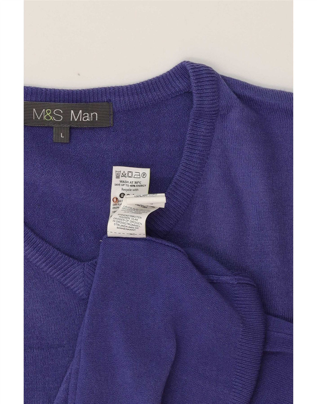 Suéter masculino Marks & Spencer com decote em V grande acrílico roxo