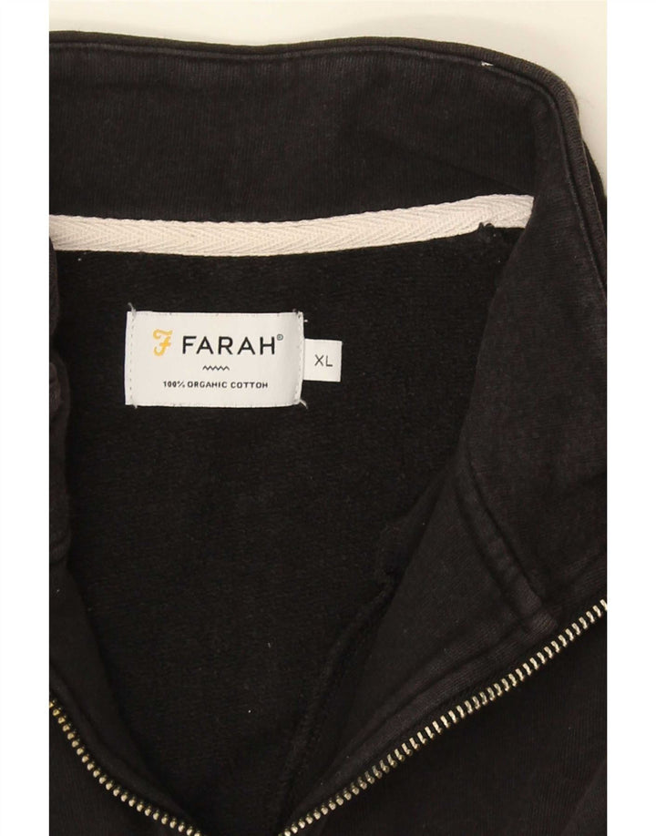 Moletom masculino Farah com zíper e gola XL de algodão preto