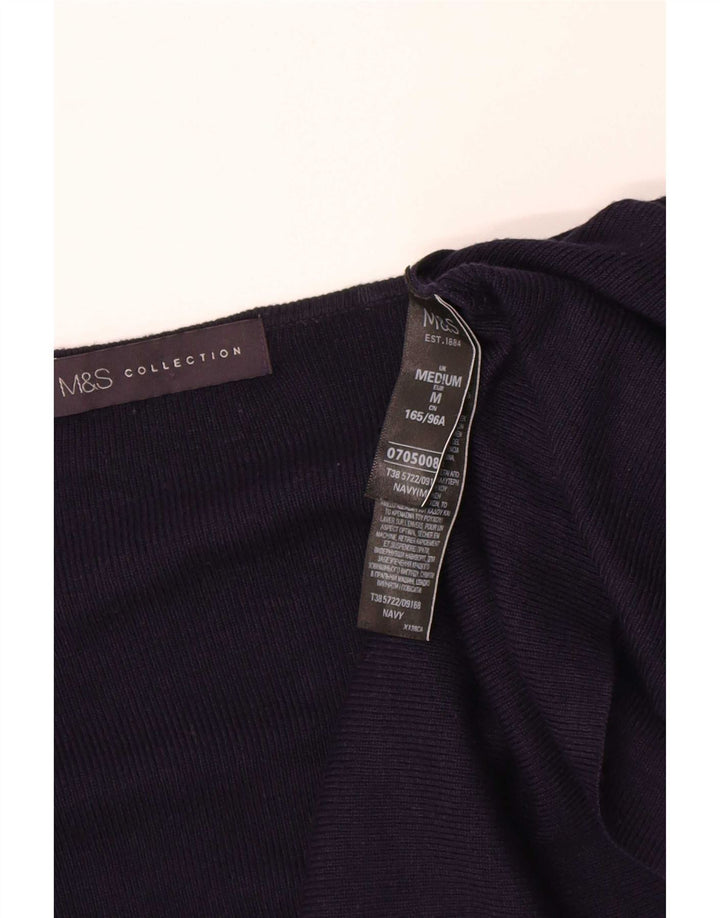 Suéter cardigã feminino Longline da Marks & Spencer Reino Unido 14 médio azul marinho