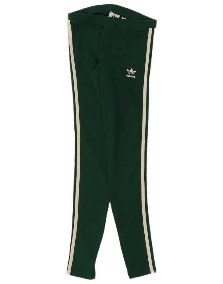 Leggings Adidas Femininas UK 8 Pequenas Verdes Algodão