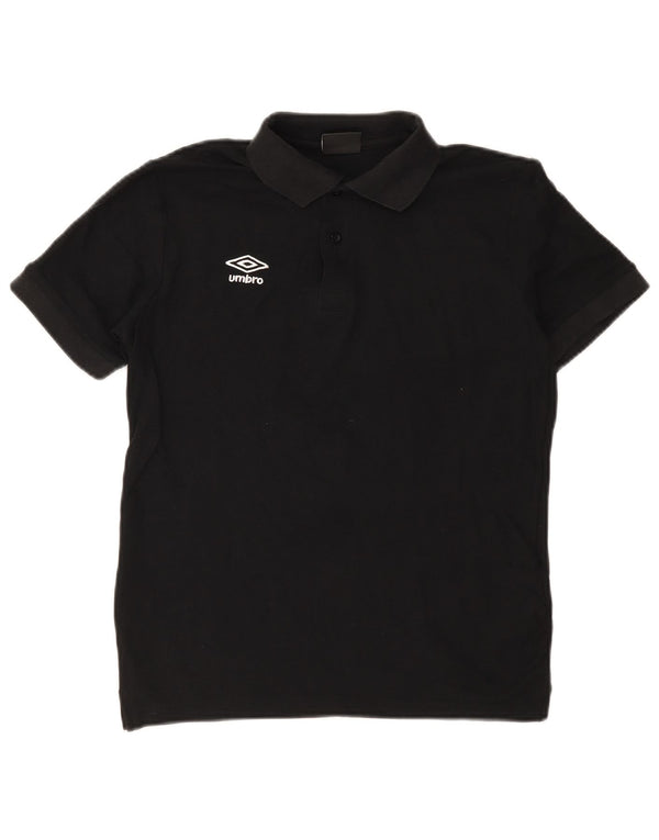 Camisa polo masculina Umbro pequena de algodão preto