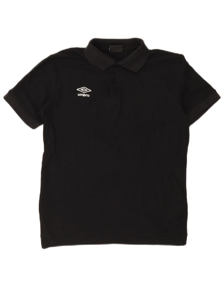 Camisa polo masculina Umbro pequena de algodão preto
