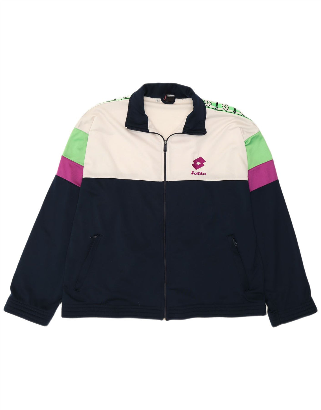 Lotto masculino gráfico agasalho jaqueta grande bloco colorido azul marinho