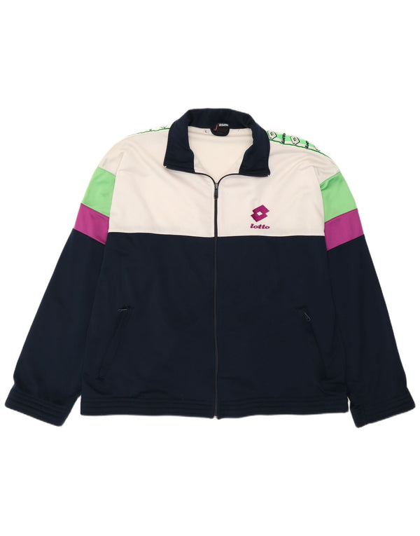 Lotto masculino gráfico agasalho jaqueta grande bloco colorido azul marinho