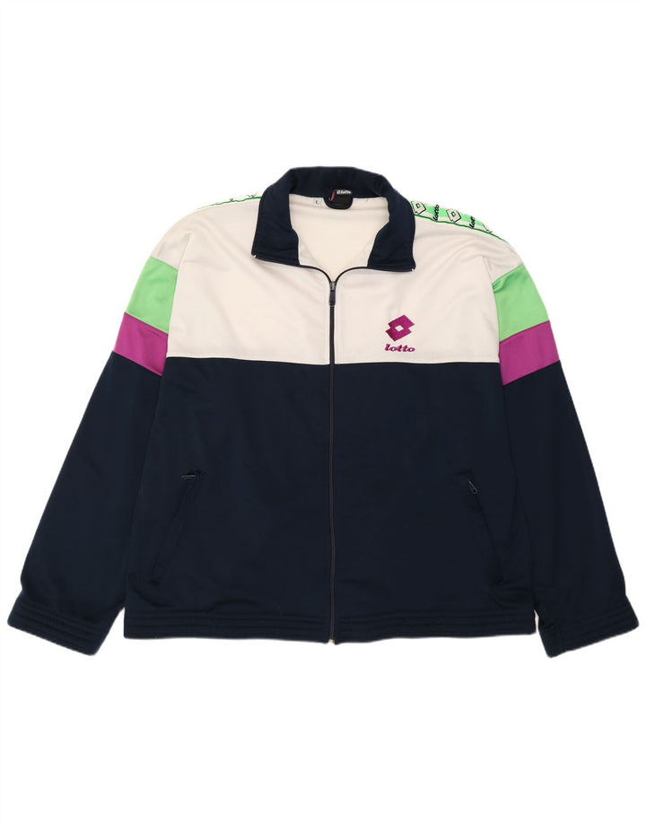 Lotto masculino gráfico agasalho jaqueta grande bloco colorido azul marinho