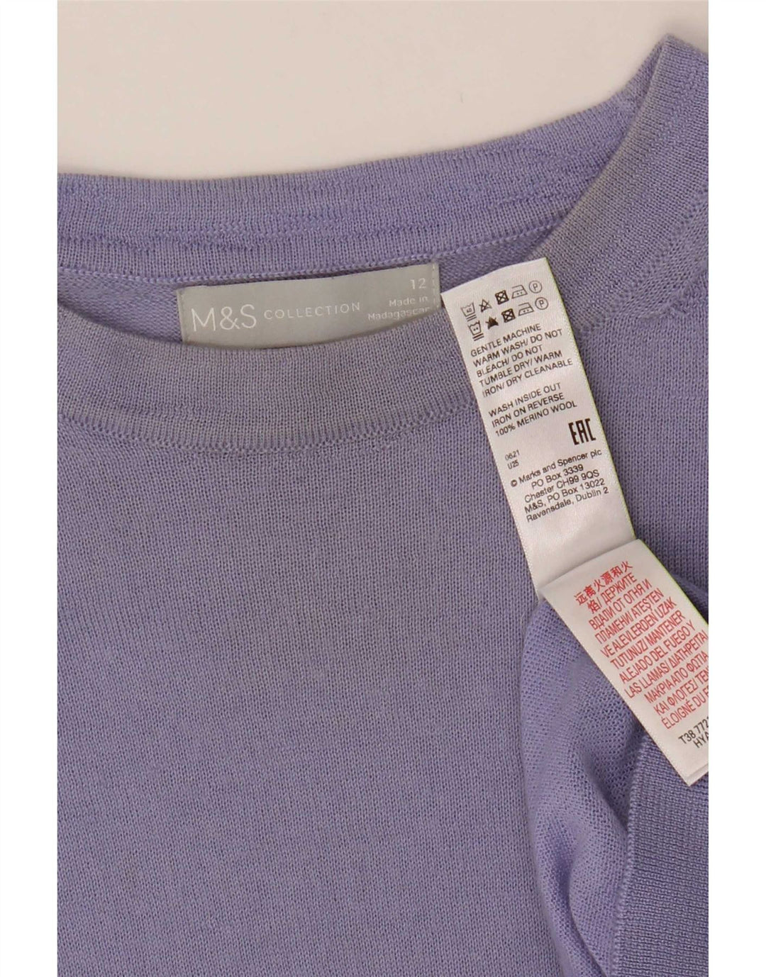 Suéter feminino Marks & Spencer com gola canoa Reino Unido 12 azul médio