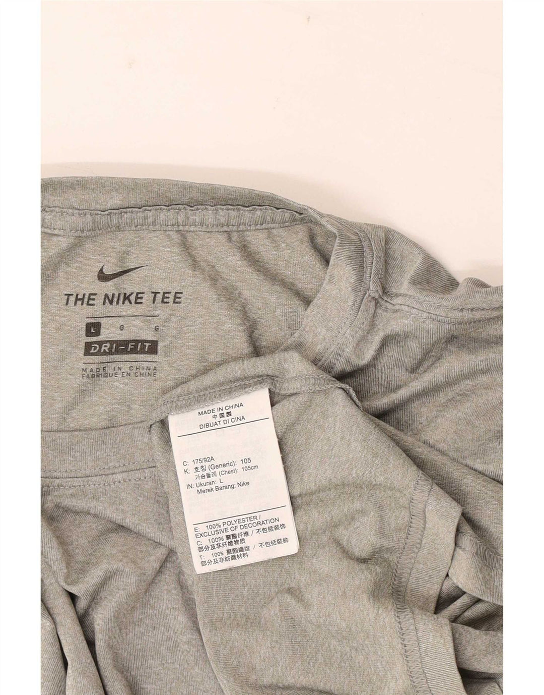 Camiseta masculina Nike Dri Fit grande poliéster manchado cinza