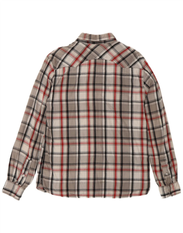 Camisa masculina de flanela Levi's cinza médio xadrez algodão