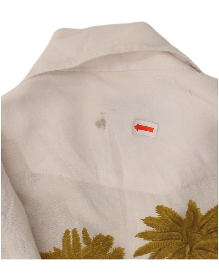 VINTAGE Womens Abstract Pattern Short Sleeve Shirt 3XL White Hawaiian