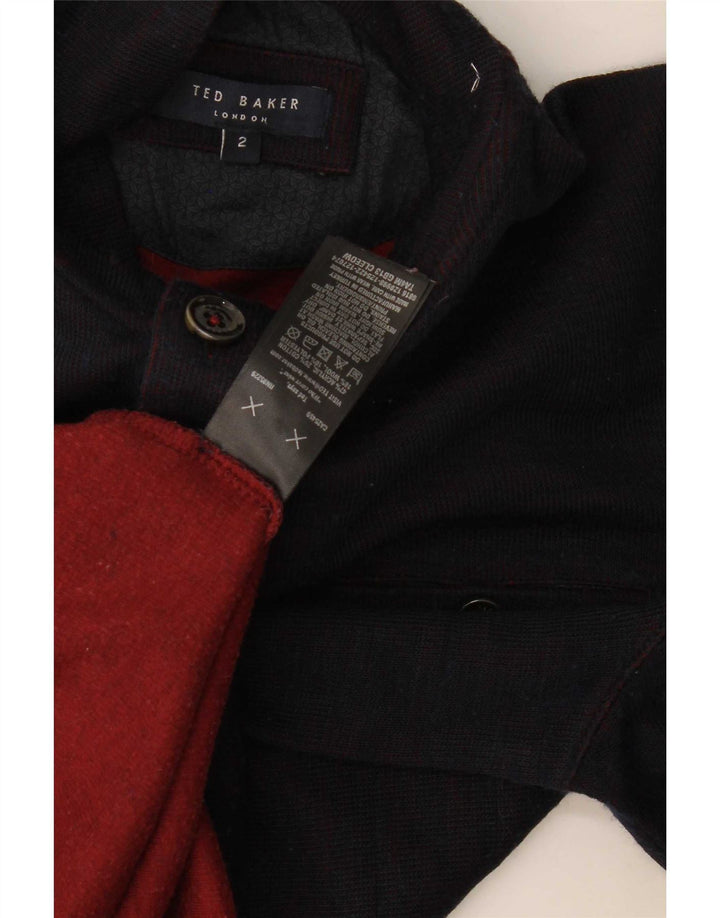 Suéter masculino Ted Baker com gola redonda tamanho 2 pequeno azul marinho moderno
