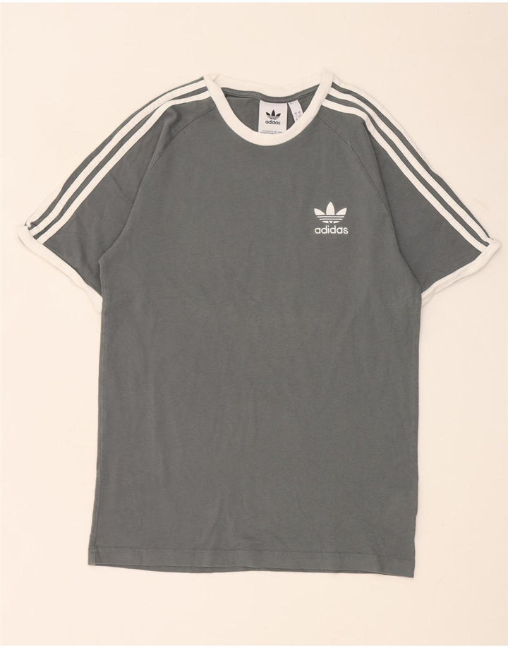 Adidas Mens T-Shirt Top Pequeno Cinza Colorblock Algodão