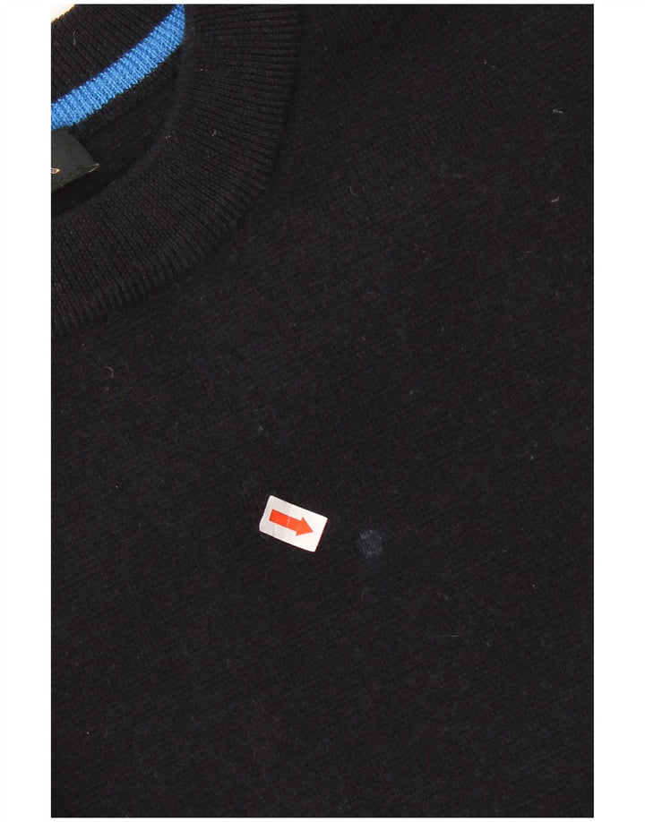 Suéter feminino Jaeger com gola redonda e gola redonda Reino Unido 16 grande lã preta