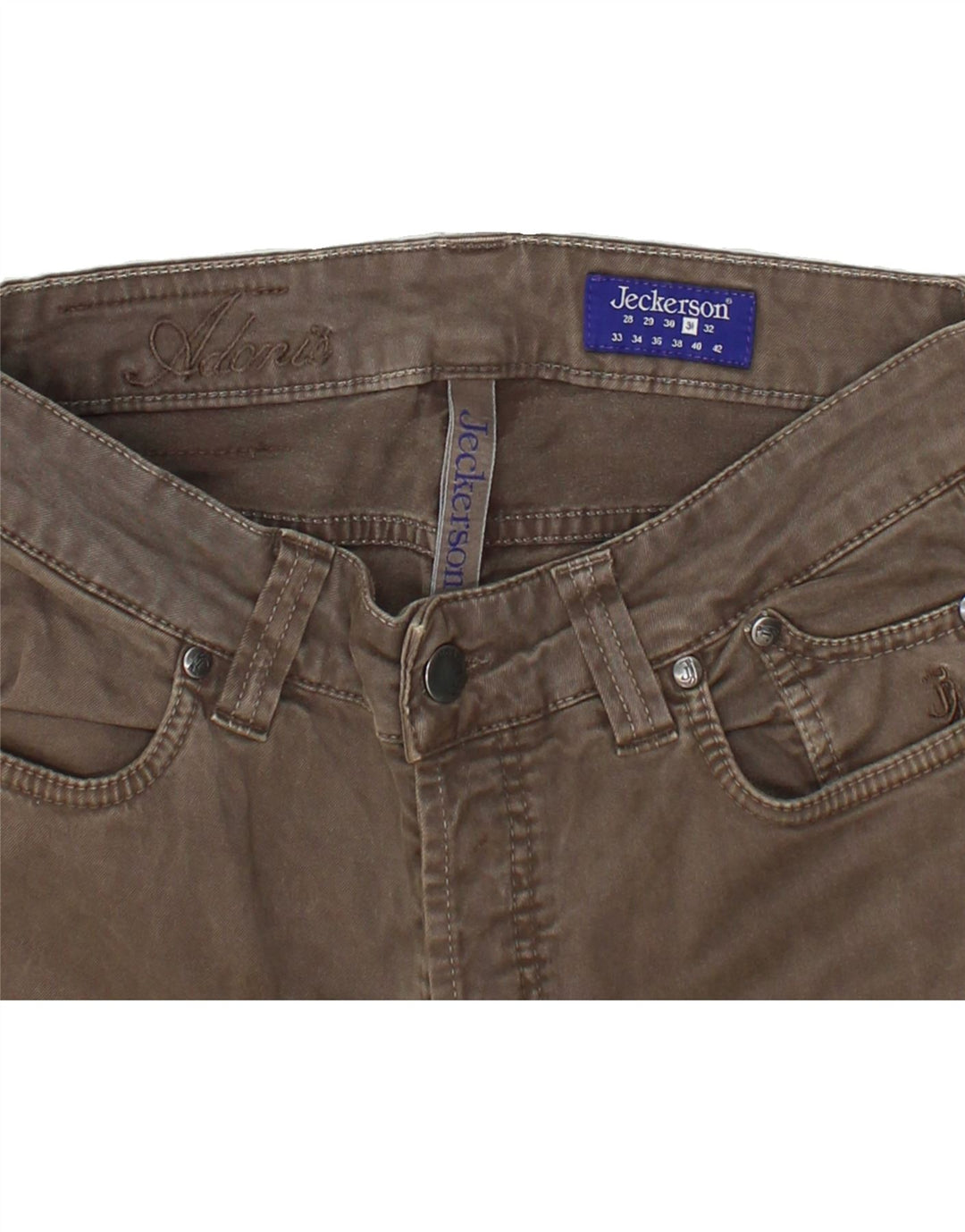 JECKERSON Womens Slim Casual Trousers  W31 L32 Brown Cotton Vintage Jeckerson and Second-Hand Jeckerson from Messina Hembry 