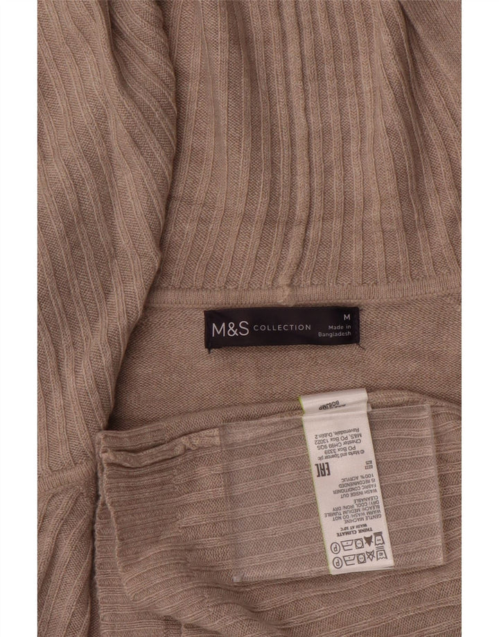Suéter cardigã feminino aberto com capuz Marks & Spencer Reino Unido 14 médio bege
