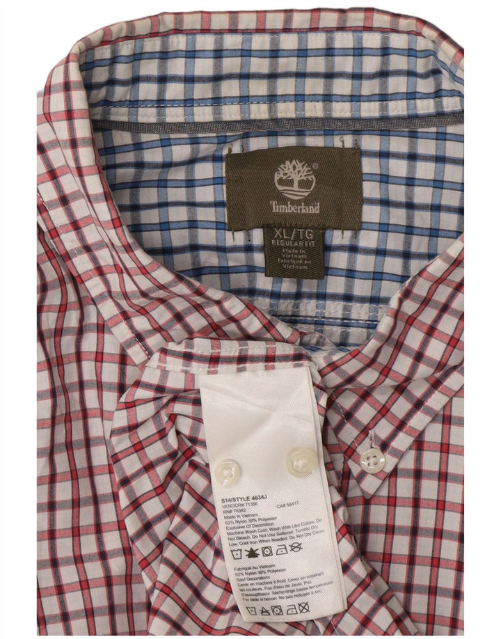 Camisa masculina Timberland manga curta regular fit XL vermelho xadrez nylon