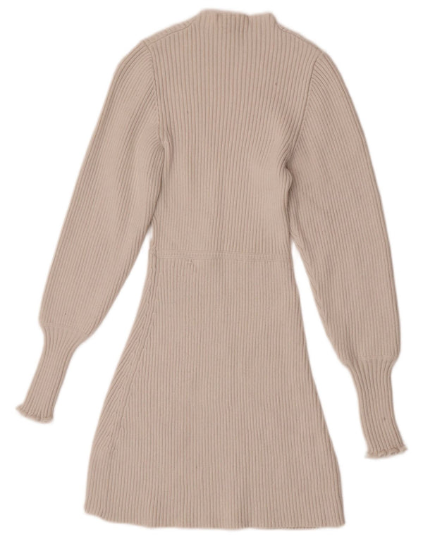 Vestido jumper feminino Zara de manga comprida Reino Unido 8 pequeno branco