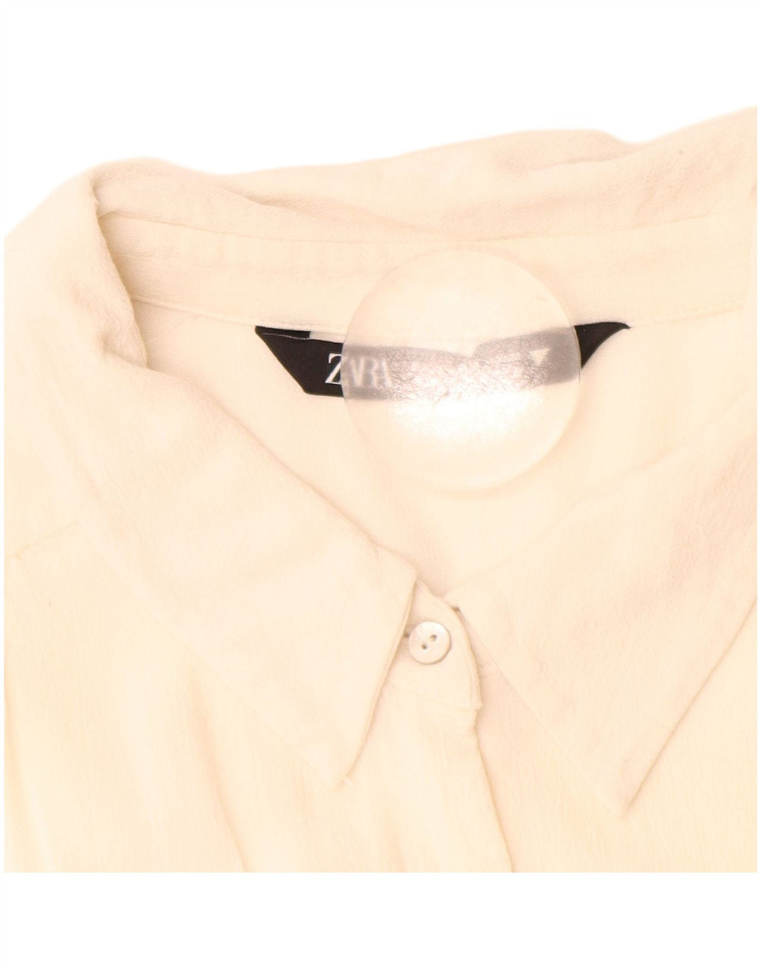 Camisa feminina Zara UK 14 lã virgem branca média