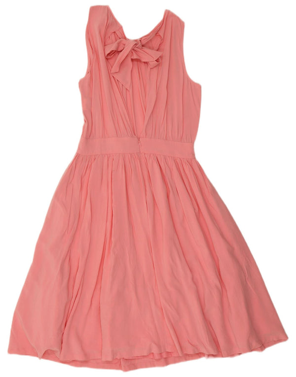 Vestido frente única feminino Benetton Reino Unido 10 pequeno viscose rosa