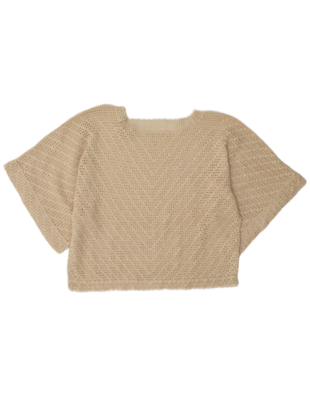 Top feminino vintage Batwing transparente Reino Unido 16 grande bege