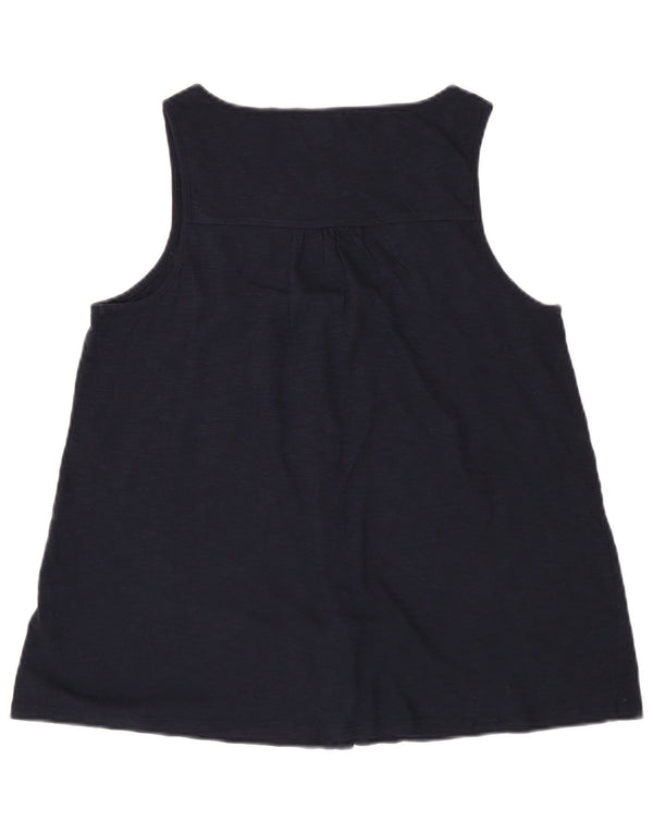 Blusa feminina sem mangas Fat Face UK 12 algodão azul marinho médio