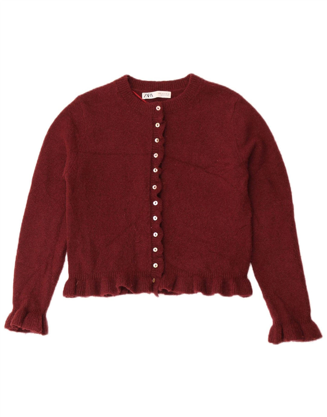 Suéter feminino Zara Crop Cardigan UK 10 pequeno poliéster marrom