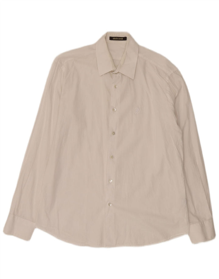 Camisa masculina Roberto Cavalli tamanho 41 16 grande algodão branco