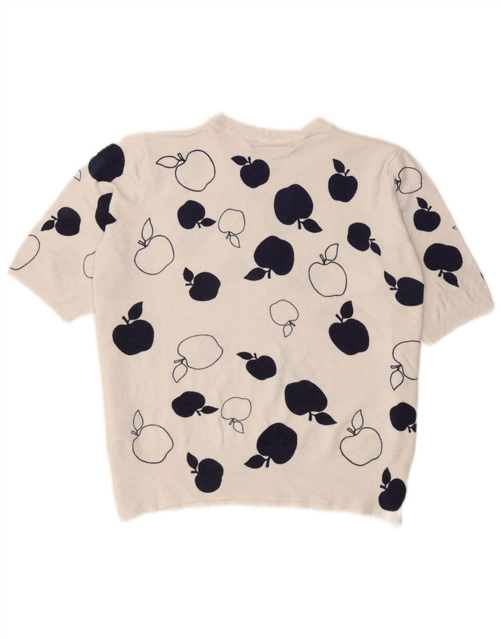 Suéter feminino Marks & Spencer com gola redonda e gola redonda Reino Unido 14 grande branco