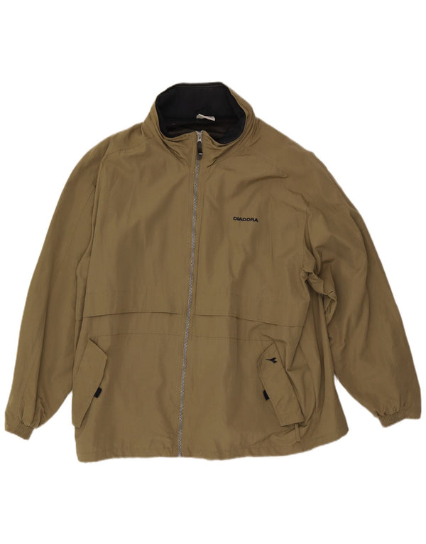 Jaqueta de chuva masculina Diadora com capuz UK 42 XL cáqui poliamida