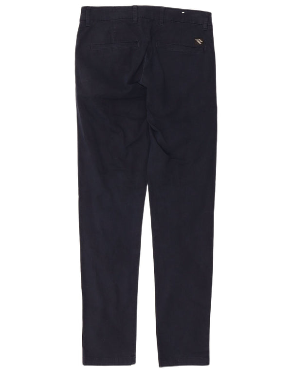 Zara Mens Slim Chino Calças EU 38 Pequeno W30 L31 Azul Marinho Algodão