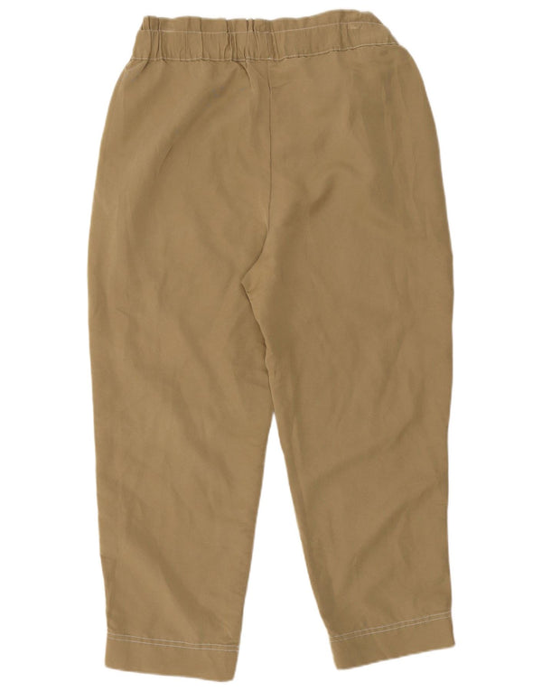 Zara Calça feminina folgada cortada grande W30 L24 cáqui modal