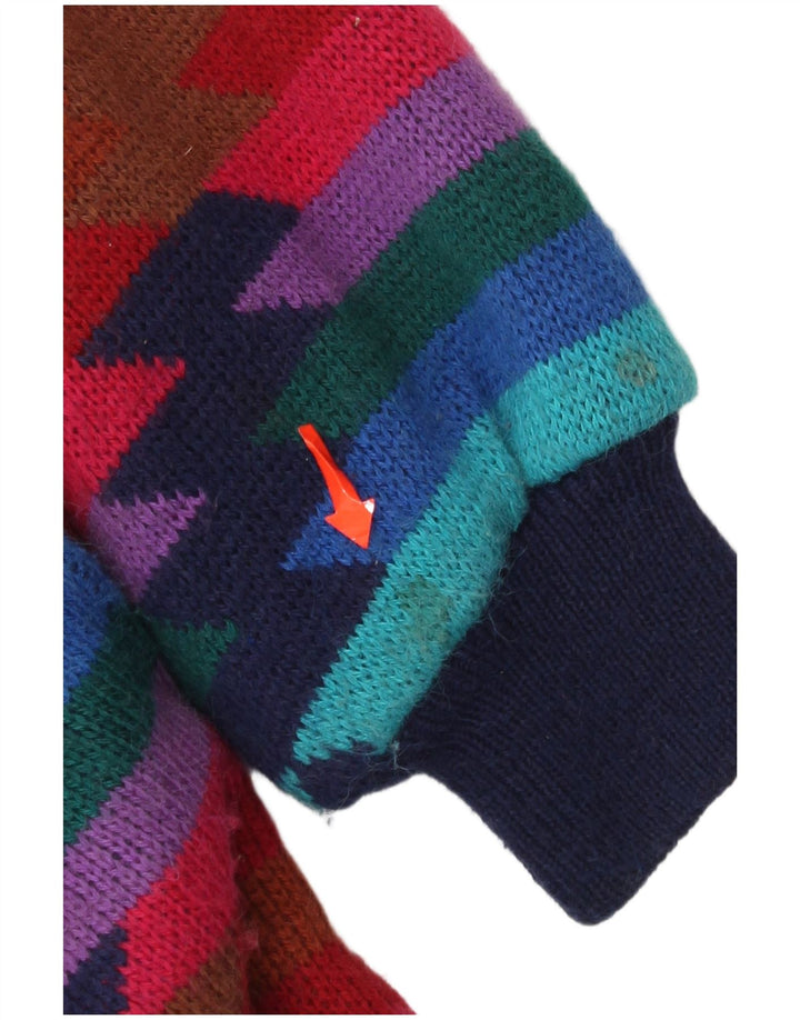 Casaco corta-vento feminino vintage de malha UE 36/38 pequeno asteca multicolorido