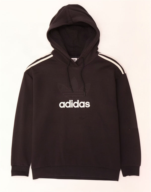 Adidas feminino gráfico oversized moletom com capuz Reino Unido 12/14 médio algodão preto