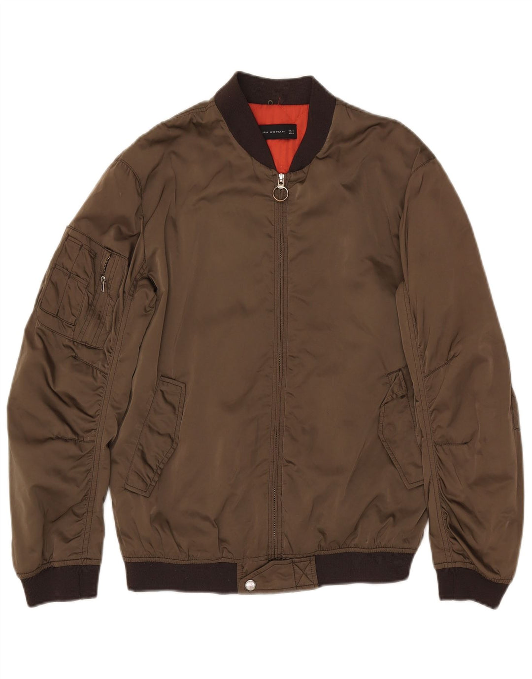 Zara Womens Bomber Jacket UK 10 Pequeno Poliéster Cáqui