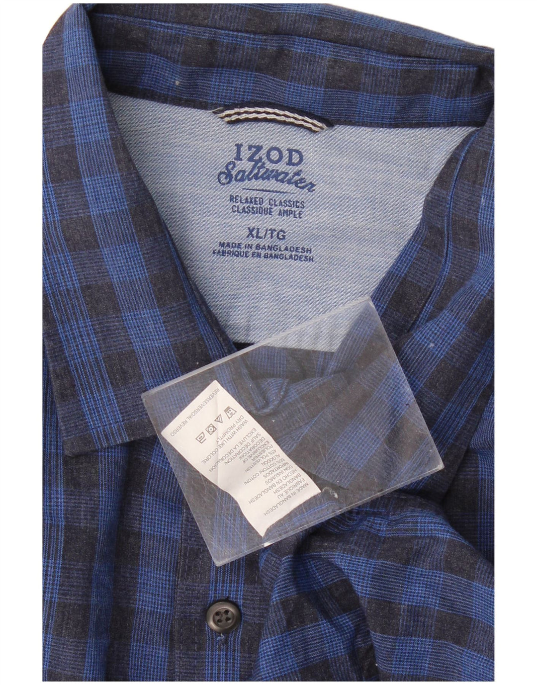 Camisa masculina Izod Relaxed Classics Relaxed Fit XL Azul Gingham Algodão Clássico